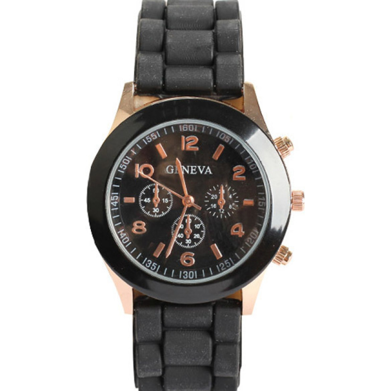 Silicone Jelly Quartz Sports Wrist Watch Unisex Stylish Precise Black (Intl) bán chạy