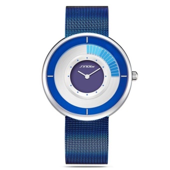 SINOBI 9703 Creative Ultra-thin Rotate Dial Men Women Fashion Mesh Strap Wrist Watches Blue - intl  