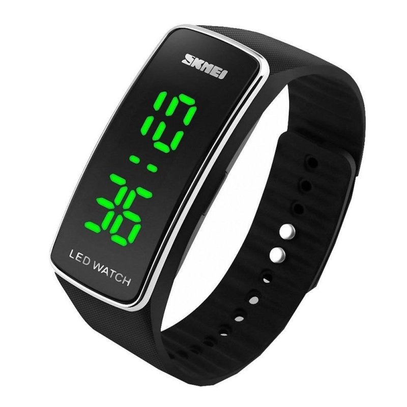 Skmei 1119 LED Sports Watch with Date Function Rubber Band Silver - Intl--TC bán chạy