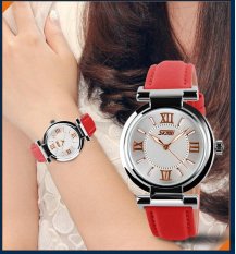 Khuyến Mãi SKMEI 9075 Fahsion Women’s Leather Watch Quartz Watch Waterproof Digital Wristwatch – Red – intl   Homester