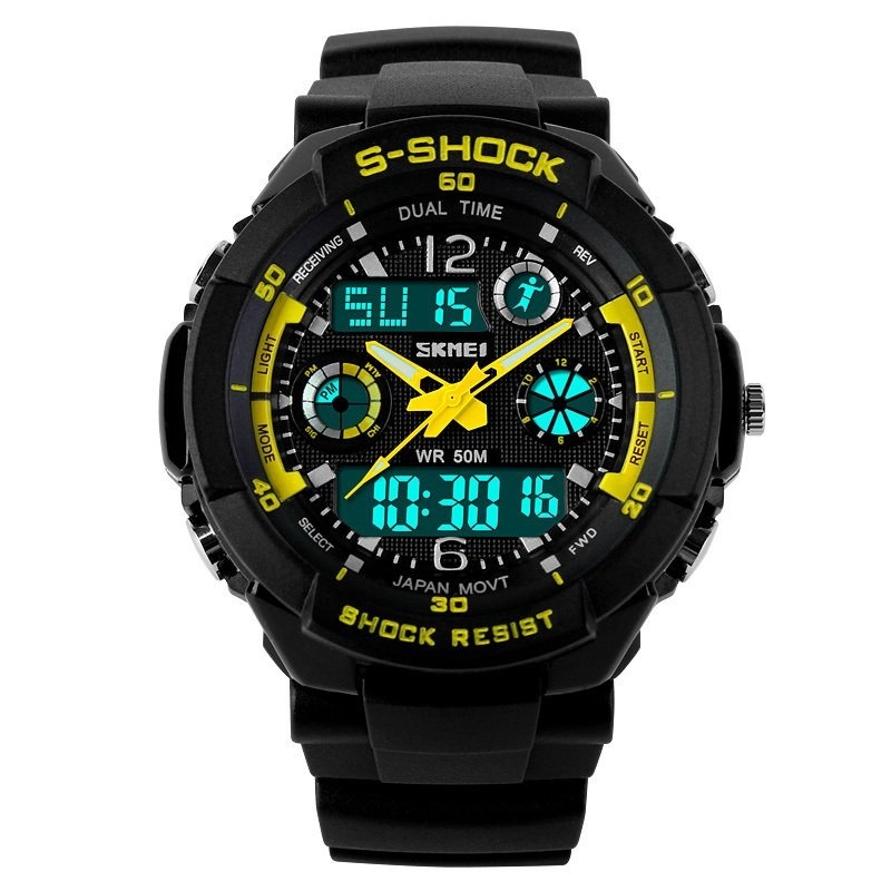 SKMEI Women Sport LED Waterproof Rubber Strap Wrist Watch - Yellow 0931 bán chạy