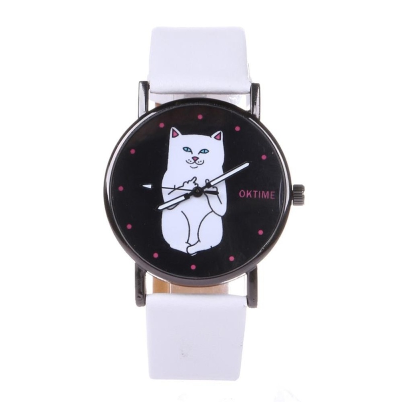 Nơi bán Student Lovely Cat Round Black Crystal Dial Quartz Watch (White) -
intl