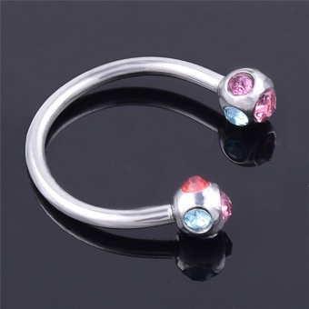 Stylish Crystal Surgical Steel Piercing Horseshoe Lip Bar Stud Nose Ear Nipple Ring Hoop Colorful - intl  