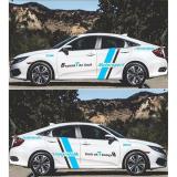 Tem dán sườn ô tô phong cách thể thao D-639 (Đen +Xanh)