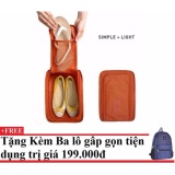 Túi đựng giày du lịch tiện ích (cam) +  Tặng kèm balo du lịch gấp gọn