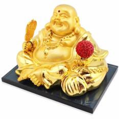 Tượng Phật Di Lạc Mầu Vàng Hoa Đá Màu Đỏ Tự Quay Bằng Năng Lượng Mặt Trời
