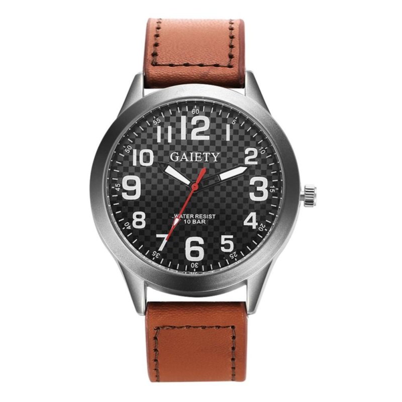Unisex Luxury Leather Quartz Business Clock Dress Watch (Light
Brown) - intl bán chạy