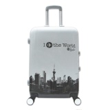 [HCM]Vali kéo nhựa hình khóa sập I Fly The World size 24 màu trắng sữa TA414