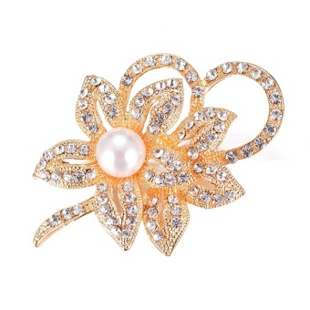 Vintage Style Pearl Flower Crystals Imitation Brooch Wedding Accessory Gift - intl  