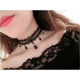 Vòng cổ choker 2 tầng ren đính đá đen bản to rất đẹp