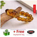 Vòng đá thạch anh vàng gắn tỳ hưu 14 li - phong thuỷ giúp đem lại sức khoẻ và may mắn tài lộc