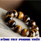 Vòng đeo tay chuỗi hạt đá mắt hổ đen ánh vàng 10ly - đá tự nhiên