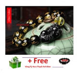 Vòng đeo tay khắc kinh phật tỳ hưu 12li đính đá thạch anh trắng + Tặng vòng thạch anh gắn tỳ hưu