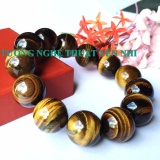 Vòng tay cao cấp Mắt hổ Vàng thiên nhiên size hạt 16mm