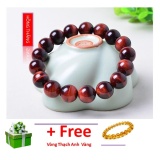 Vòng tay đá mắt hổ đỏ 12 li - Phong thủy mang lại sự nhạy bén tỉnh táo, sáng suốt, khôn ngoan và may mắn + Tặng vòng thạch anh vàng