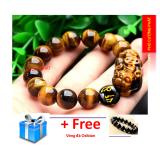 Vòng tay đá mắt hổ gắn tỳ hưu đính đá thạch anh đen khắc kinh phật 12 li- Phong thủy mang lại sự tỉnh táo, sáng suốt, khôn ngoan, hạnh phúc và sức khỏe + Tặng vòng osibiand