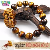Vòng tay đá mắt hổ tỳ hưu may mắn + tặng kèm móc khóa hồ lô