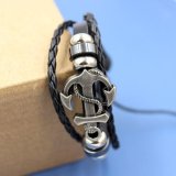 Vòng tay da nam họa tiết mỏ neo nam tính cực ngầu