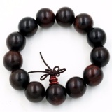 VÒNG TAY HẠT CHUỖI GỖ TRẮC NÂU ĐEN QUÝ HIẾM 18 LY
