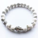Vòng tay nam chuỗi hạt bình an mặt Phật (màu trắng)