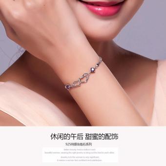 Vòng Tay Nữ Bạc Trái Tim Đá Zircon SPB-S004 (Tím) June 2018 - 4 Vòng Tay Nữ Bạc Trái Tim Đá Zircon SPB-S004 (Tím) - 4