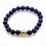 Vòng tay nữ đá mã não tím đính charm 8ly