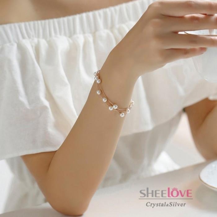 Vòng Tay Nữ Ngọc Trai Mẫu mới nhất Thời Trang Cao cấp Lấp lánh Cổ điển Dễ thương Quà tặng Tình yêu Rất đẹp phong cách Hàn Quốc HKB-D1606115 (Mạ Vàng)
