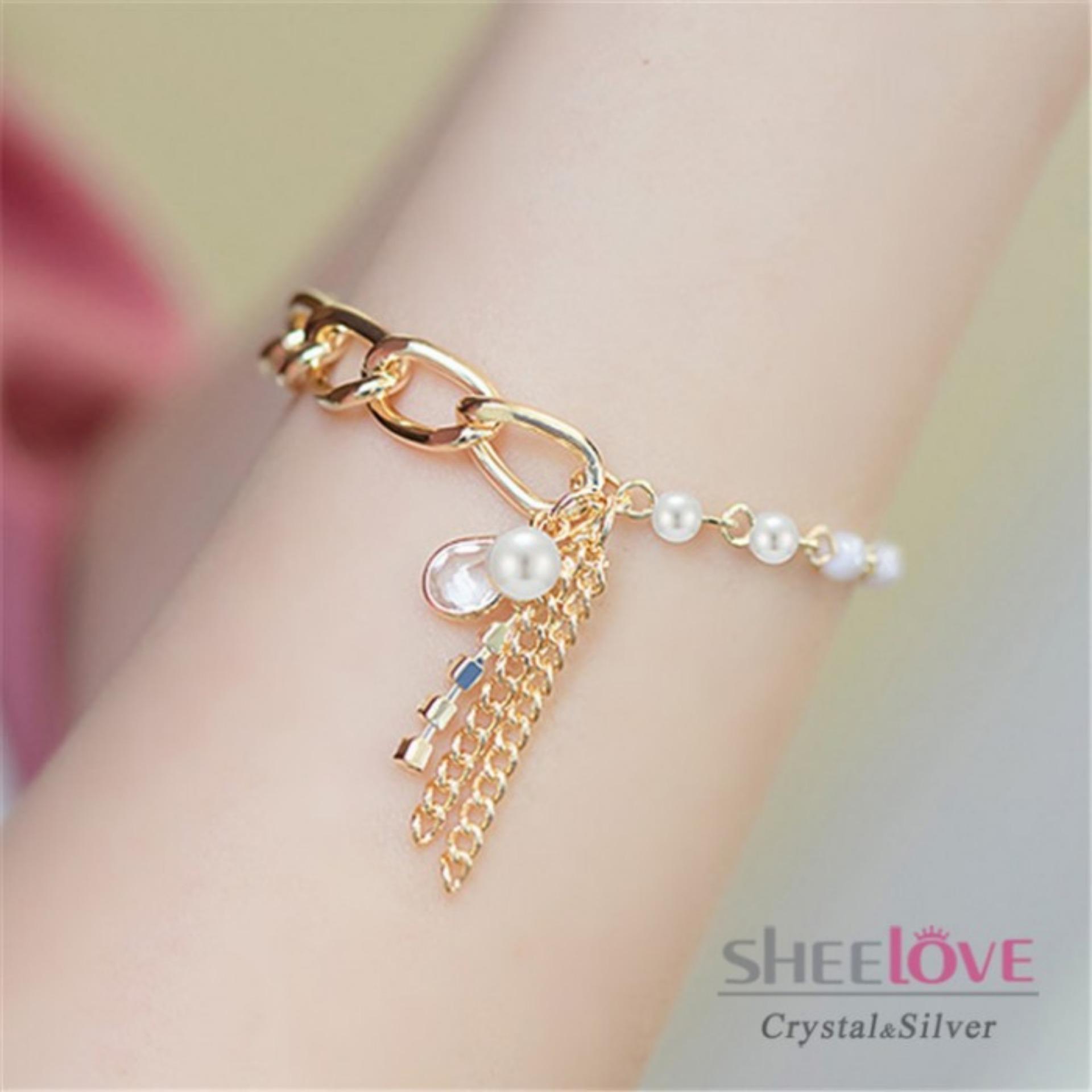 Vòng tay nữ ngọc trai Mẫu mới nhất thời trang Hàn Quốc sang trọng Giá tốt Chất lượng cao cấp Thương hiệu sheelove Phụ kiện quần áo HKB-1605243C