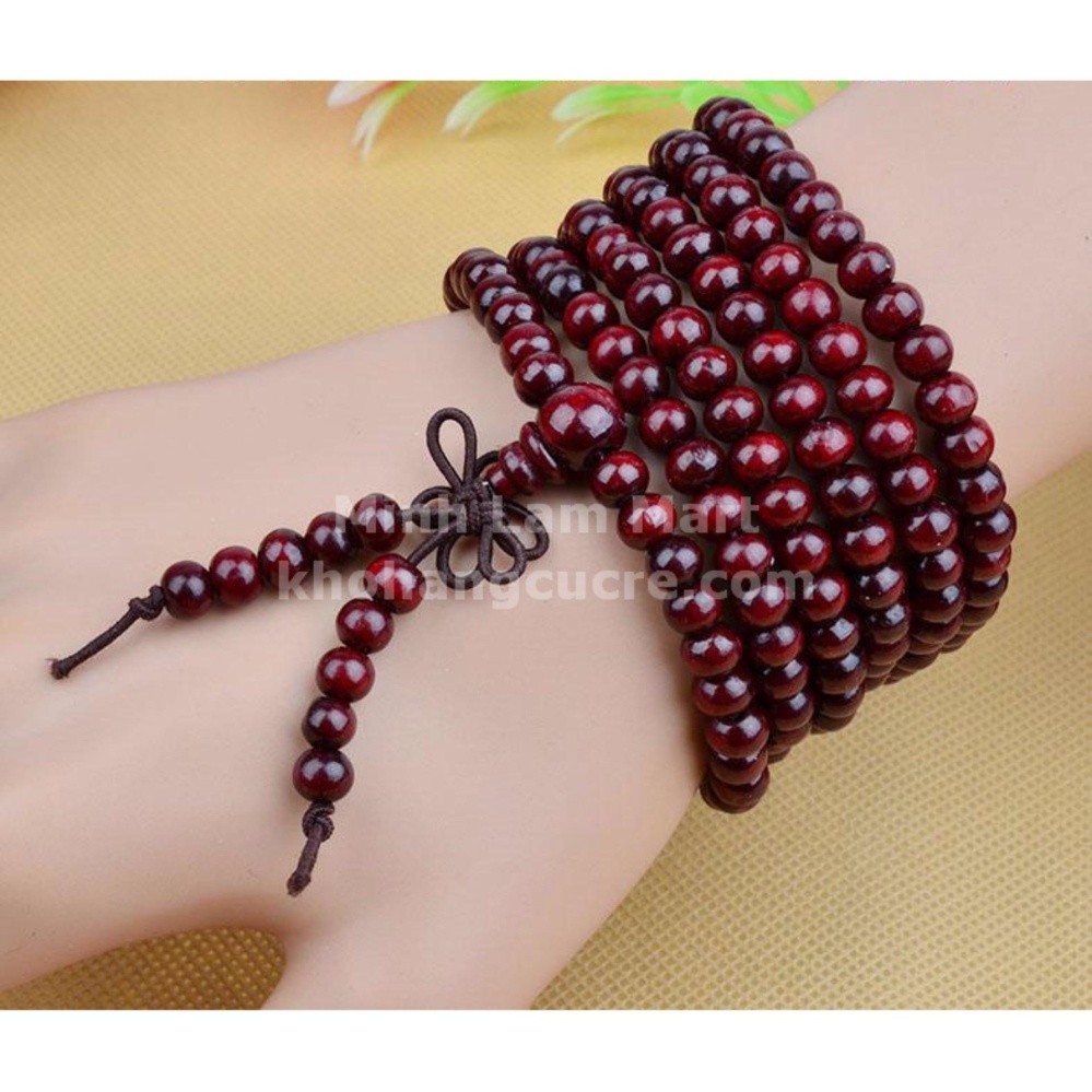 Vòng tay phong thủy 108 hạt đường kính 6mm (màu nâu) MLS91