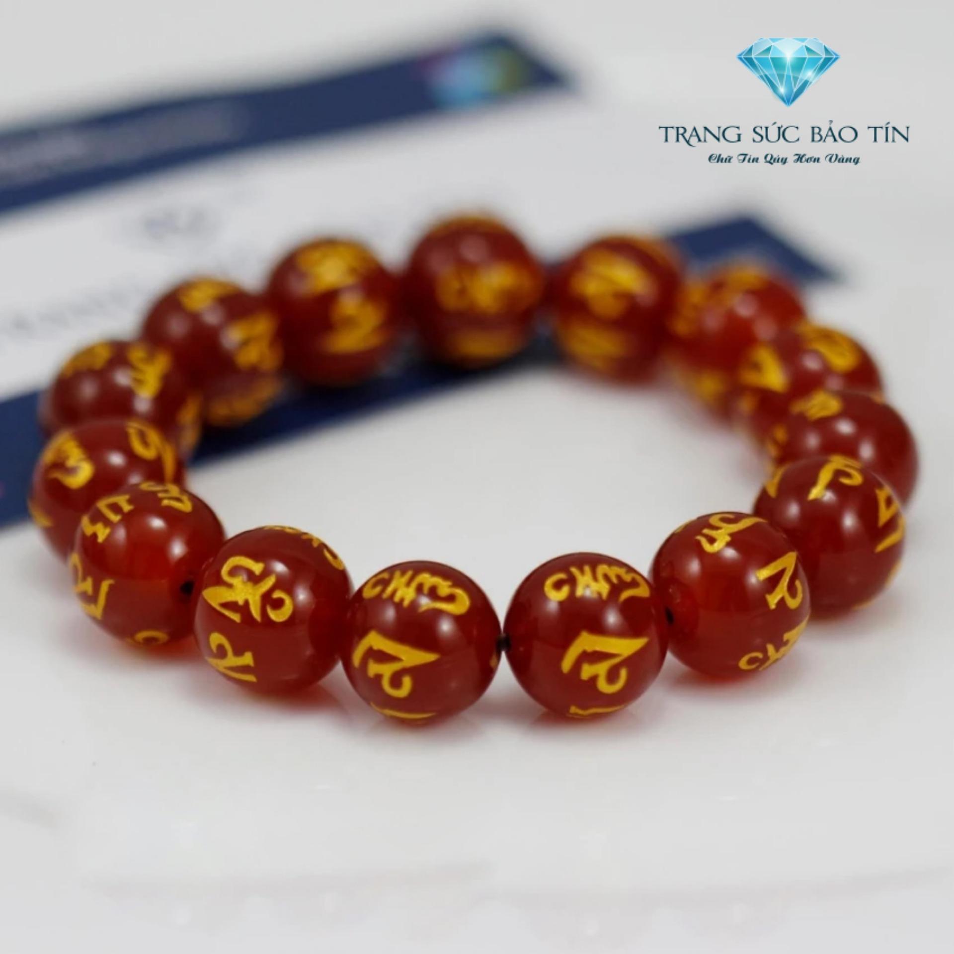 Vòng tay phong thủy, vòng tay phong thủy mệnh hỏa, vòng tay phong thủy mệnh thổ, vòng đeo tay phong thủy, vòng tay phong thủy đá mã não đỏ khắc kinh phật 8mm- thương hiệu bảo tín