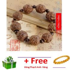 Vòng tay phong thuỷ gỗ Tràm Bông Hoa Sen 20 li - Phong thuỷ hóa giải hung khí, định tâm và bình an + Tặng vòng Thạch Anh Vàng