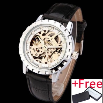 watches men luxury brand winner sports army military skeleton automatic mechanical wristwatches leather strap relogio masculino - intl  
