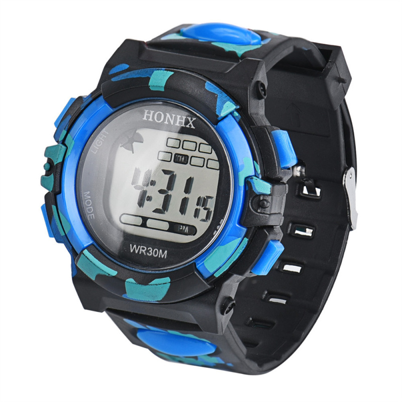 Nơi bán Waterproof LCD Date Rubber Sport Digital Wristwatch
(Camouflage+Blue) - intl