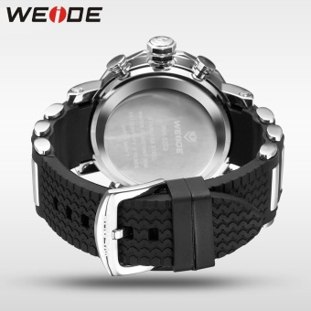 WEIDE Men Military Stainless Steel LCD Digital Men's Clock Quartz Wristwatch Waterproof Multi-function WH5203 Black Black - intl  