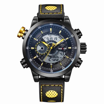 WEIDE Men's LED Sports Multifunctional Waterproof 30m Dual Movement Quartz Watch(Color:Yellow) - intl  
