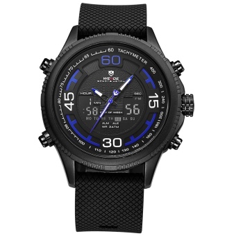 WEIDE Men's Watches Outdoor Sports Waterproof Men's PU Leather Strap Watches Blue - intl  