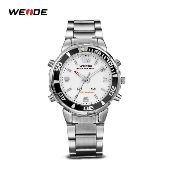 WEIDE Watches Men's Casual Watch LED Display Watches Sports Waterproof black disc white face - intl  