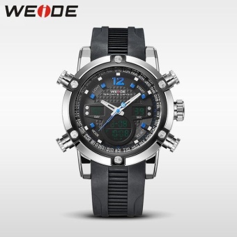 WEIDE WH 30 Meters Water Resistant LCD Quartz Stopwatch Running Sports Watches for Men Blue - intl  