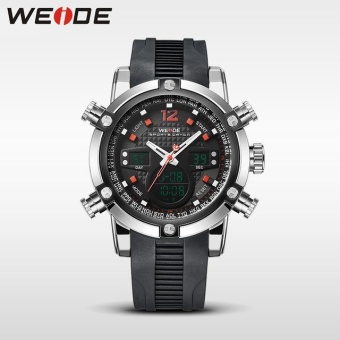 WEIDE WH 30 Meters Water Resistant LCD Quartz Stopwatch Running Sports Watches for Men Red - intl  