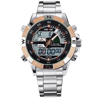 WEIDE WH1104 Men's Big Screen LCD Backlight Dual Time Date Alarm Stop Analog Digit Multi Function Sports Waterproof Watch Rose...