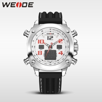 WEIDE WH5208 Man Wristwatch Leather Sports Watches Men Military Clock Outdoor Quartz Watch White - intl  