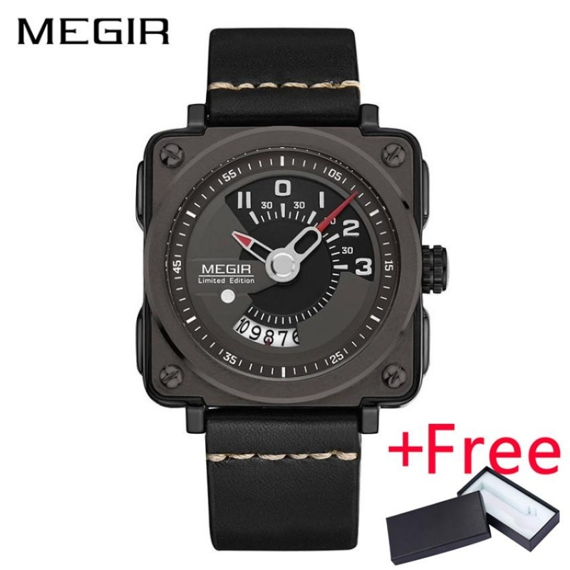 Nơi bán Wholesaler MEGIR 2040 Sport Men Watch Jam Tangan Leather Strap
Square Clock Quartz Military Watch Jam Tangan es with Watch Jam
Tangan Box - intl