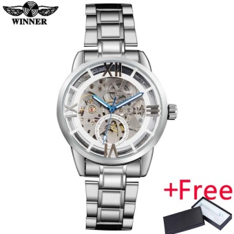 WINNER fashion dress men mechanical watches skeleton dials stainless steel band luxury automatic wristwatches relogio masculino - intl  
