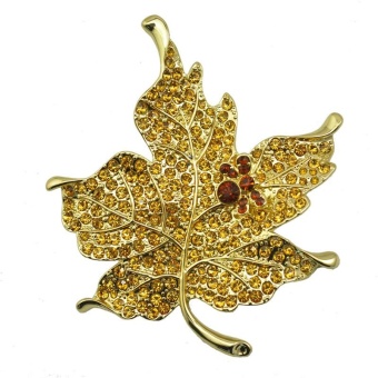 Women Crystal Rhinestone Maple Leaf Brooch Pin for Wedding Birthday Gift - intl  