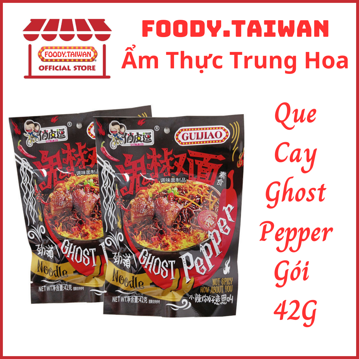 Que sợi cay tiêu đen ghost pepper ăn liền siêu ngon - tăm cay ghost pepper - gói 42g - foody.taiwan