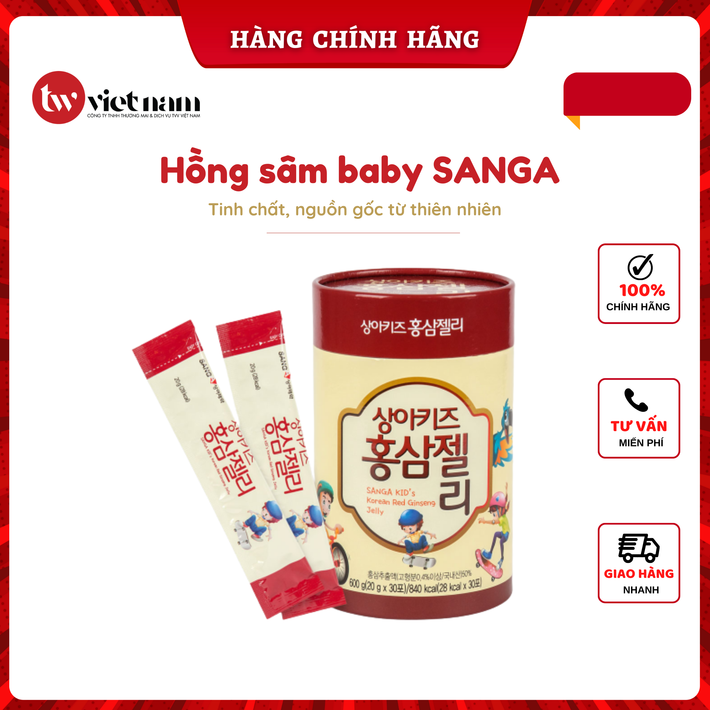 Thạch Hồng Sâm Baby Sang A 20g x 30 gói