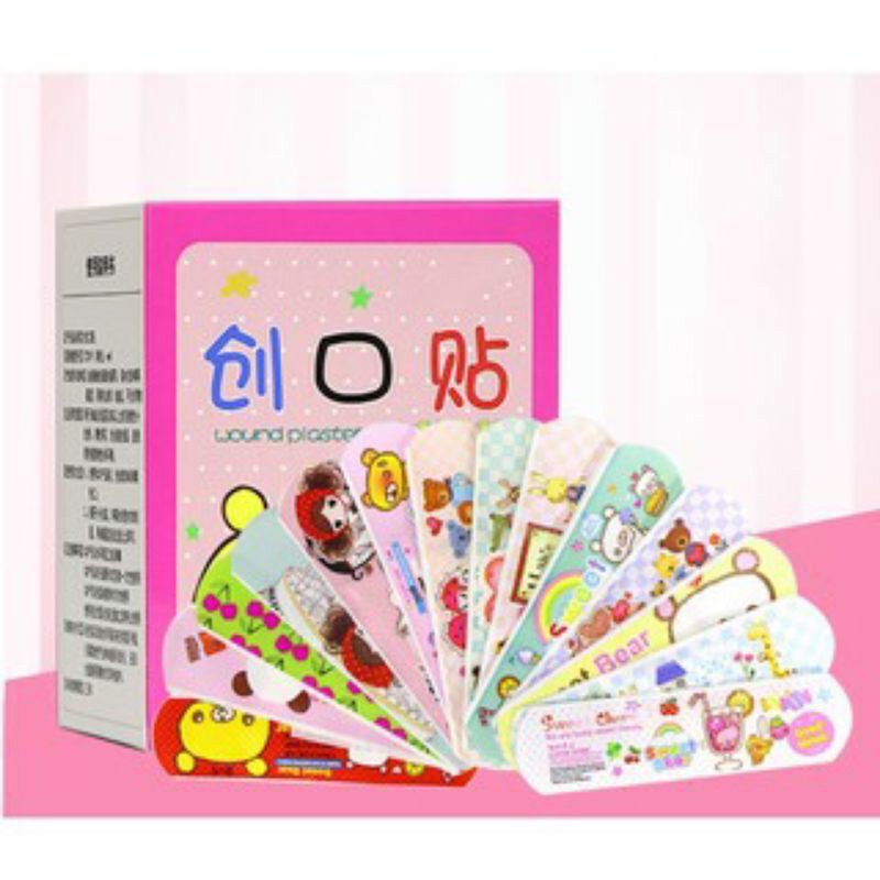 COMBO 100 miếng Băng dán cá nhân hàn quốc họa tiết dễ thương siêu dính chắc - chống thắm nước tốt . Băng keo vết thương Ugro- Băng gâu cute- Băng keo cá nhân cute