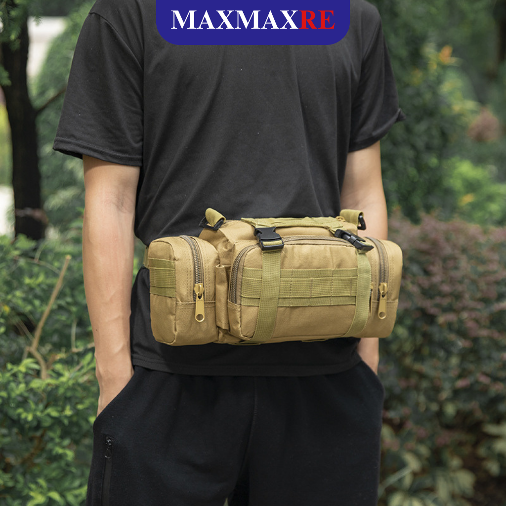Túi đeo hông, túi đeo bụng phụ balo 7D chống thấm nước du lịch phượt nhiều ngăn nhiều màu phong cách quân đội