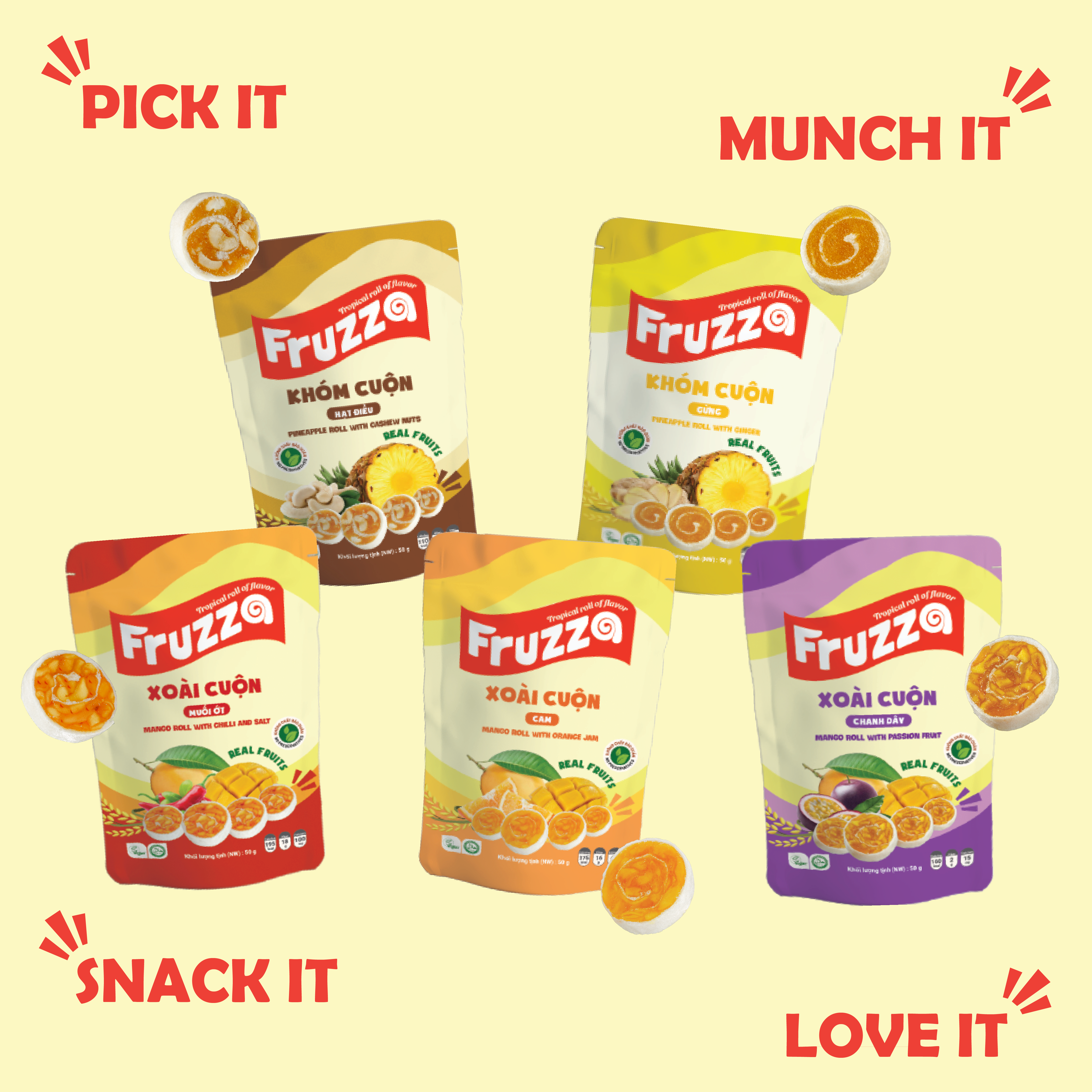 Trái cây cuộn Fruzza - Snack trái cây healthy