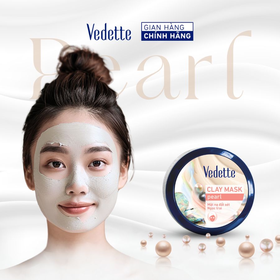 [MUA 2 TẶNG 1 MẶT NẠ 22ML] Mặt nạ đất sét Vedette Ngọc Trai 145g (TPM274)